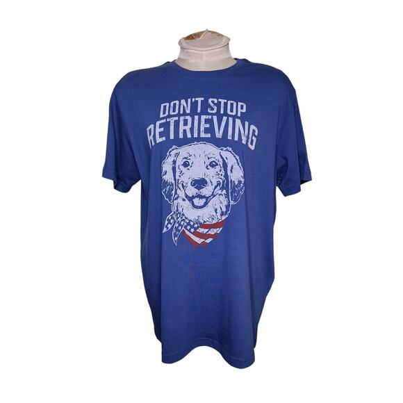 State of Mine Men’s Don’t Stop Retrieving Blue Short Sleeve Graphic Shirt L NWOT - Picture 1 of 4